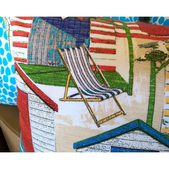 Richloom SOLARIUM BEACH HUTS 14X24 LUMBAR OUTDOOR Zipper Throw Pillow Cover NEW - Picture 7 of 10